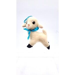RARE Vintage Christmas Plush Lamb Ornament 70's 80's